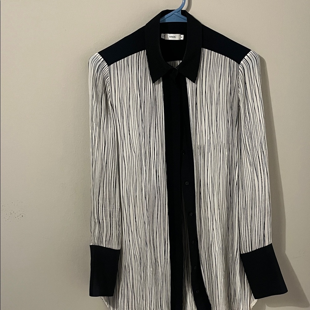 Vince Striped Black and White Dress Shirt